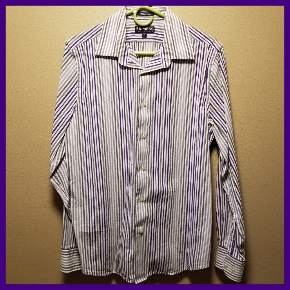 Men's Express Modern Fit Striped Dress Shirt